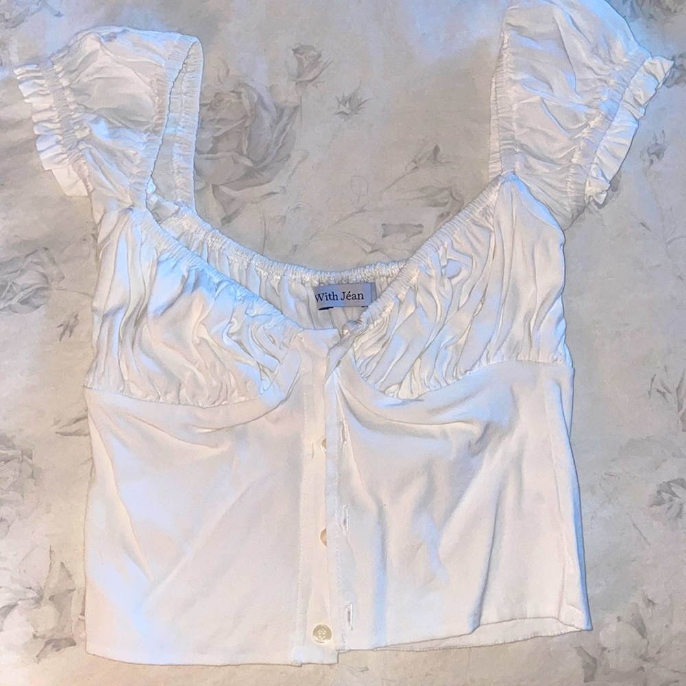 With jean white top